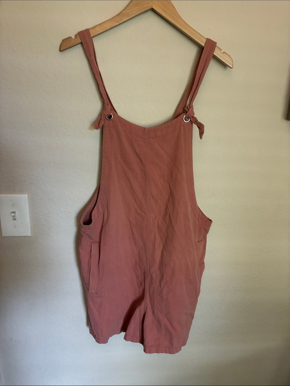 &Merci Dusty Rose Pink Tie Strap Short Overalls Romper